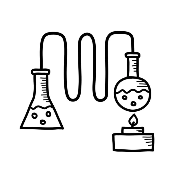 Dibujo del kit de destilación sobre fondo blanco — Vector de stock