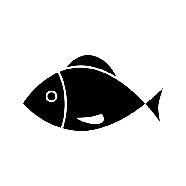Icono de vector de pescado negro sobre fondo blanco — Vector de stock