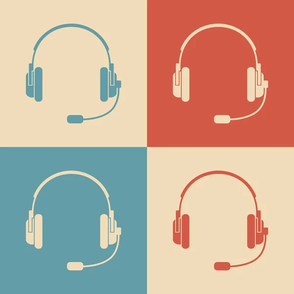 Headphones vector icons, retro colors — Stock Vector