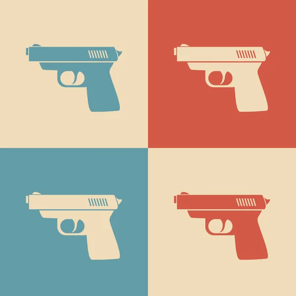 Gun vector pictogrammen, retro kleuren — Stockvector