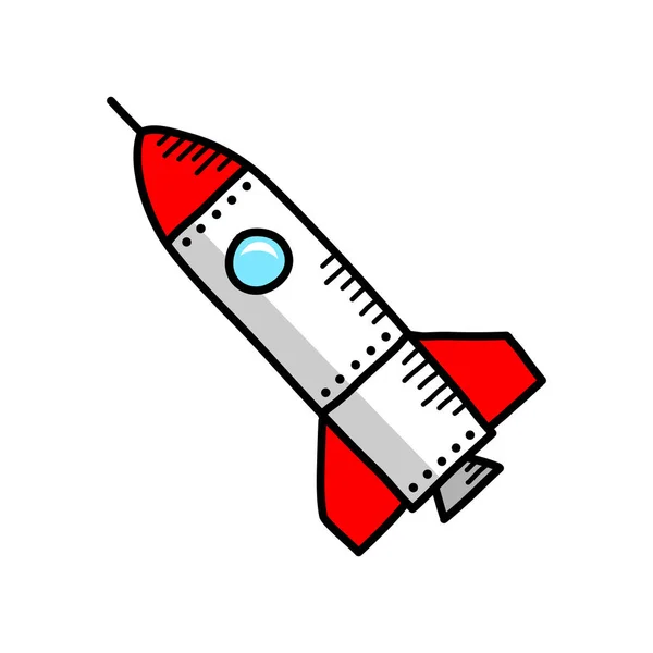 Cohete dibujo sobre fondo blanco — Vector de stock