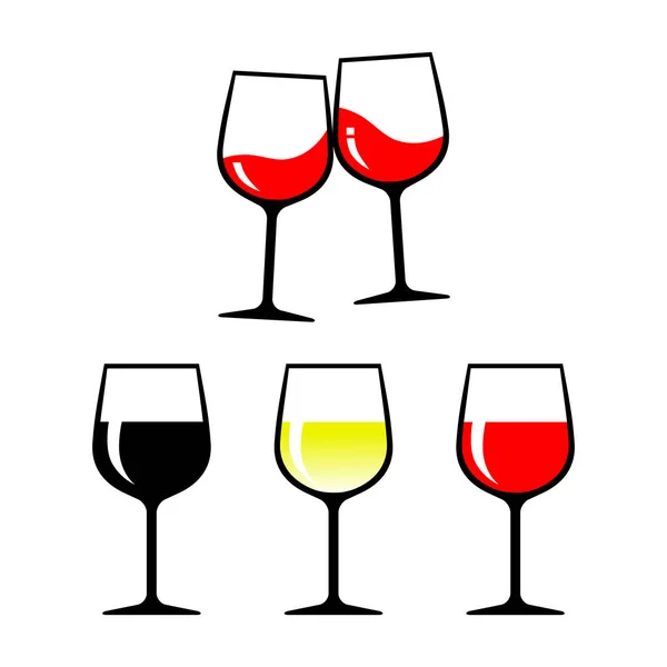 Iconos de vector de Wineglass sobre fondo blanco — Archivo Imágenes Vectoriales