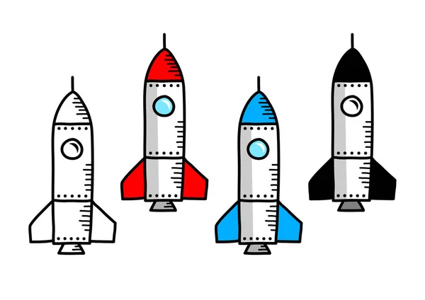 Rocket drawings on white background — Stock Vector