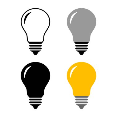 Beyaz arkaplanda ampul vektör simgeleri       