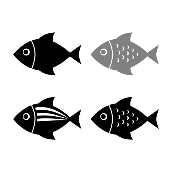 Icono Vector Pescado Sobre Fondo Blanco — Archivo Imágenes Vectoriales