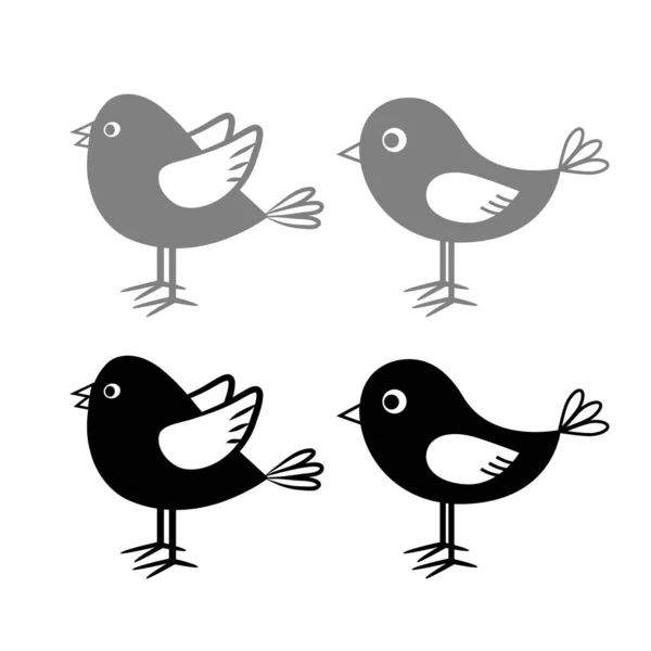 Icônes Vectorielles Oiseaux Sur Fond Blanc — Image vectorielle