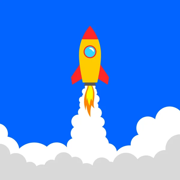 Rocket Vector Icon Blue Sky — Stock Vector