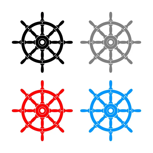 Icônes Vectorielles Gouvernail Sur Fond Blanc — Image vectorielle