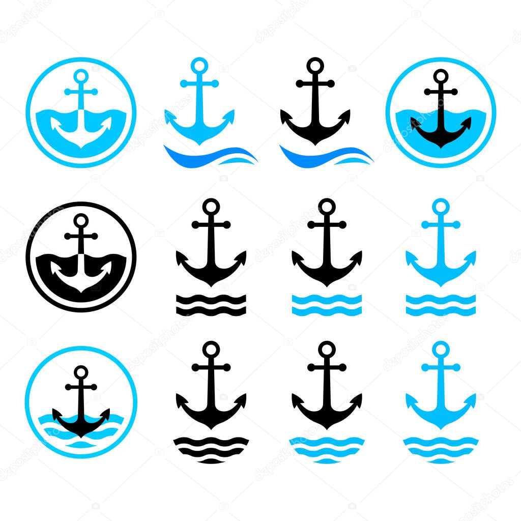 Anchor vector icons on white background