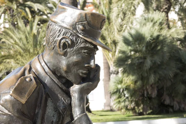 Cartagena España Enero 2019 Estatua Bronce Soldado Sentado Una Las —  Fotos de Stock