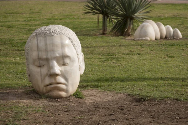 Cartagena España Enero 2019 Estatua Mármol Blanco Cabeza Hombre Jardín —  Fotos de Stock