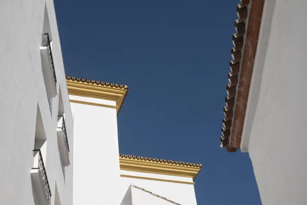 Typical Andalusian Architecture White Facades Yellow Moldings Edges Roofs Several — Stock Photo, Image