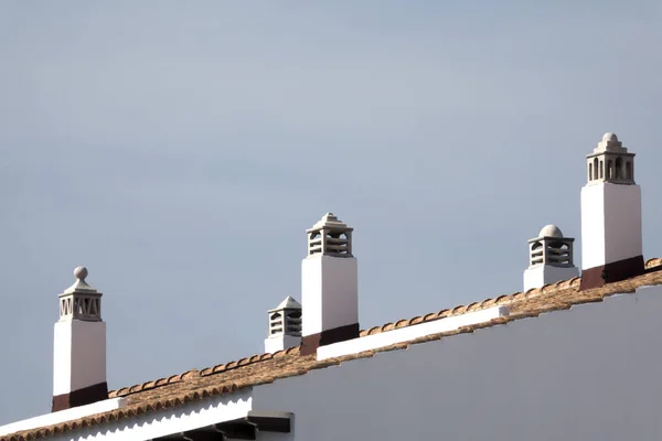 Five Traditional Chimneys Roof Andalusia Spain — Stock Photo, Image