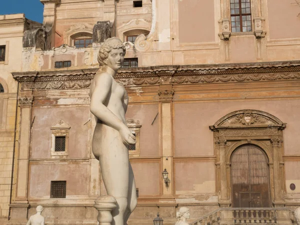 Palerma Sicilië Italië September 2016 Standbeeld Aan Fontein Van Schande — Stockfoto