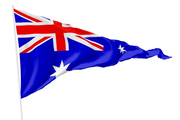 三角形の国旗オーストラリア連邦 オーストラリア 旗竿が白い3Dイラストで孤立した風に乗って飛んでいます — ストック写真