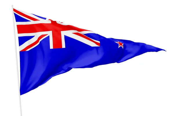 Bandera Nacional Triangular Nueva Zelanda Con Asta Bandera Ondeando Viento — Foto de Stock