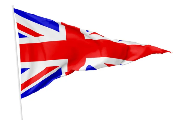 3Dイラストで隔離された風の中で飛んで旗竿にイギリスの英国の国家三角旗 — ストック写真