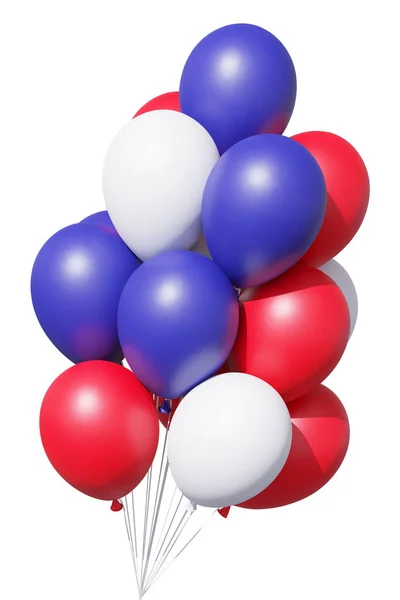 美国爱国气球的传统颜色 红色和白色 与缎带隔离在白色 7月4日独立日庆祝节日装饰 3D插图 — 图库照片
