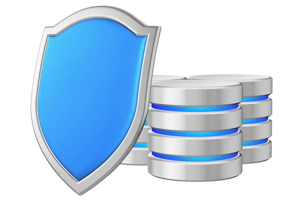 Data Bases Group Blue Metal Shield Left Protected Unauthorized Access — Stock Photo, Image