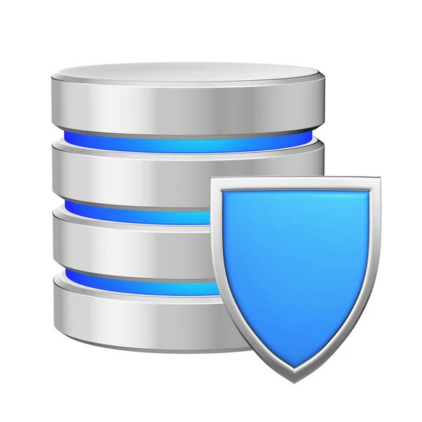 Database Metal Blue Shield Protected Unauthorized Access Data Protection Concept — Stock Photo, Image