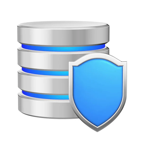 Data Base Blue Metal Shield Protected Unauthorized Access Data Protection — Stock Photo, Image