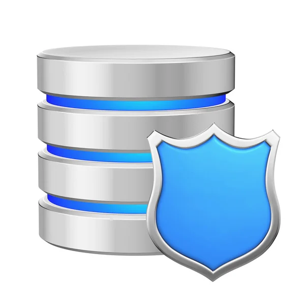 Data Base Metal Blue Shield Protected Unauthorized Access Data Privacy — Stock Photo, Image