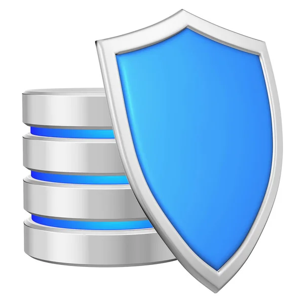 Database Blue Metal Shield Right Protected Unauthorized Access Data Protection — Stock Photo, Image
