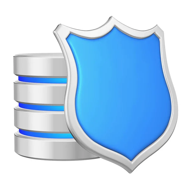 Data Base Metal Blue Shield Right Protected Unauthorized Access Data — Stock Photo, Image
