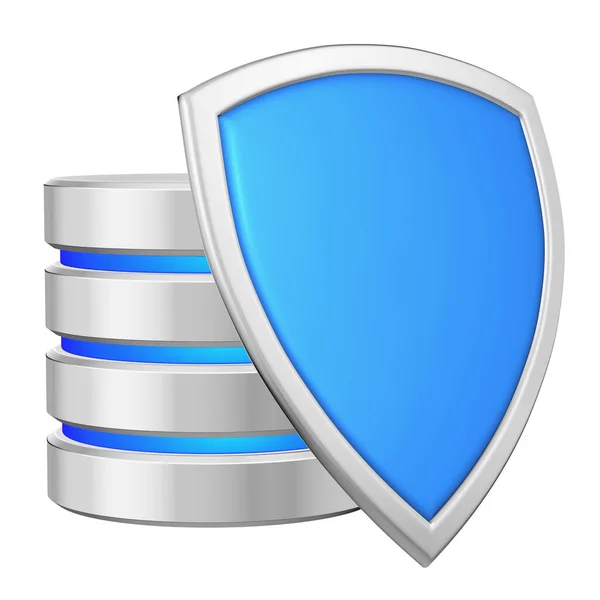Data Base Blue Metal Shield Right Protected Unauthorized Access Data — Stock Photo, Image