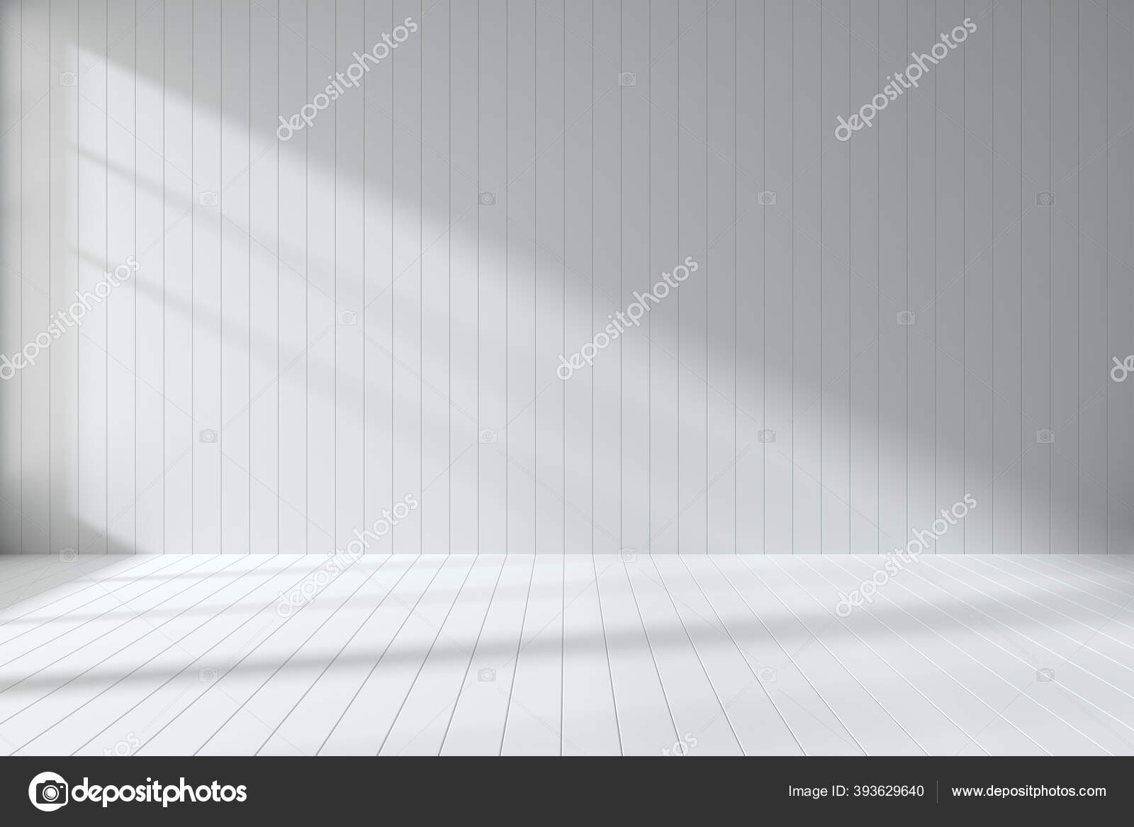 天井に平たい白い板で作られた空の白い部屋窓からの光 抽象的な建築の3dイラスト白い部屋の内部背景 ストック写真 C Alexeysmirnov