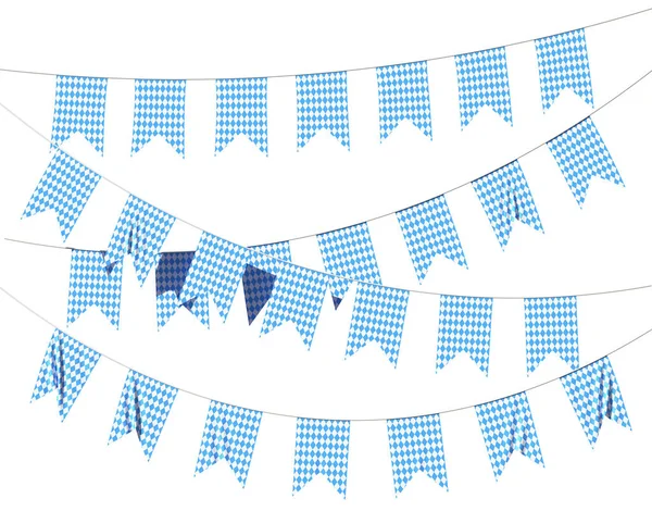 Oktoberfest Partisi Bavyera Bayraklarında Mavi Kareli Bayrak Mavi Beyaz Kareli — Stok fotoğraf