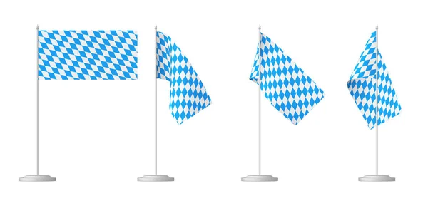 Baviera Pequenas Bandeiras Mesa Stand Set Isolado Branco Oktoberfest Checkered — Fotografia de Stock