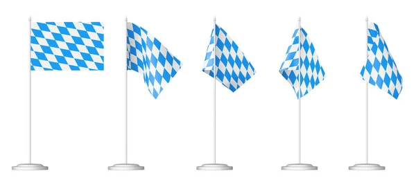 Бавария Небольшие Настольные Флаги Стенде Коллекции Изолированы Белом Октоберфест Клетчатый — стоковое фото