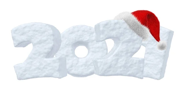 Frohes Neues Jahr 2021 Zeichentext Mit Schnee Zahlen Mit Weihnachtsmann — Stockfoto