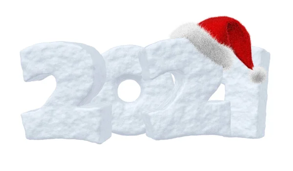 2021 Šťastný Nový Rok Znakový Text Sněhovými Čísly Načechraným Červeným — Stock fotografie