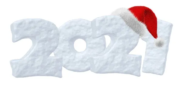 2021 New Year Sign Text Written Numbers Made Snow Santa — Φωτογραφία Αρχείου