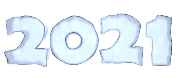 2021 Νέο Έτος Κείμενο Υπογράψει Γραμμένο Αριθμούς Από Καθαρό Μπλε — Φωτογραφία Αρχείου