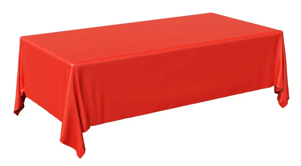 红色矩形桌布隔离在白色的对角线视图上 3D插图 — 图库照片