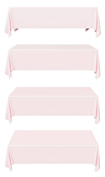 Conjunto Mantel Rectangular Rosa Aislado Blanco Vista Frontal Colección Ilustración — Foto de Stock