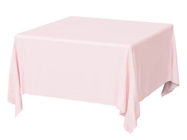 白で隔離された正方形のピンクのテーブルクロス 3Dイラスト — ストック写真