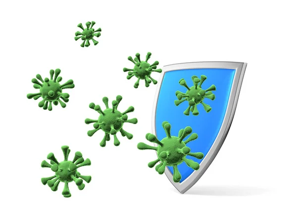 Scudo Proteggere Virus Forma Cellule Batteriche Isolate Illustrazione Bianca Protezione — Foto Stock