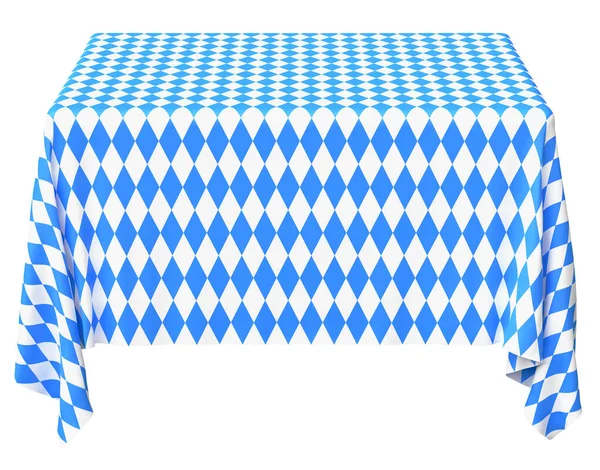 Oktoberfest Vierkante Tafelkleed Met Blauw Wit Geruite Patroon Geïsoleerd Wit — Stockfoto