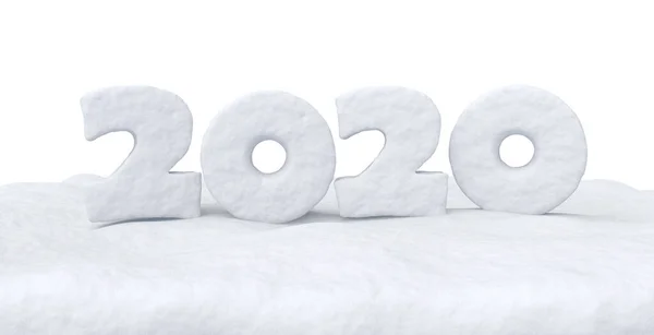 Happy New Year 2020 Sign Text Written Numbers Made Snow — Stock Photo, Image