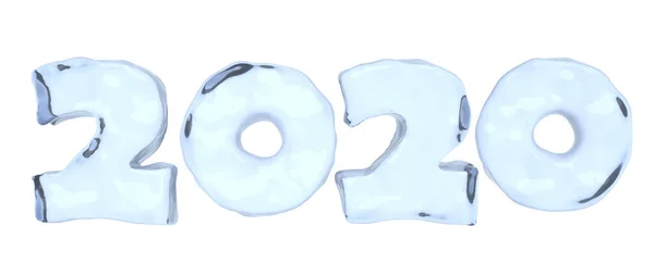 Новым 2020 Годом Знак Текст Написан Номерами Чистого Голубого Льда — стоковое фото