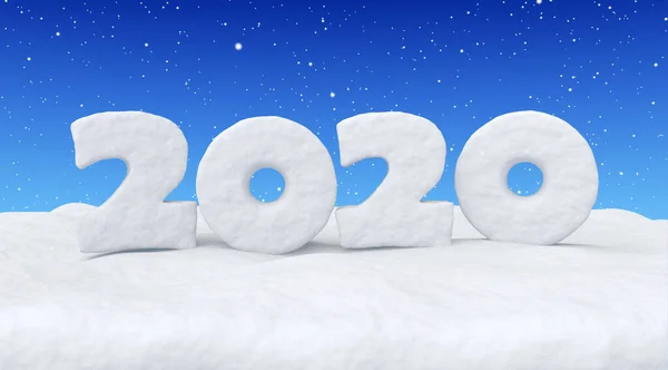 2020 Feliz Año Nuevo Texto Escrito Con Números Nieve Campo —  Fotos de Stock