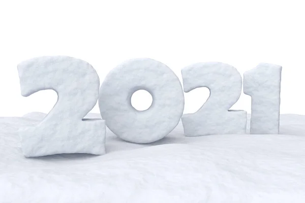 2021 Happy New Year Sign Text Written Numbers Made Snow — стоковое фото