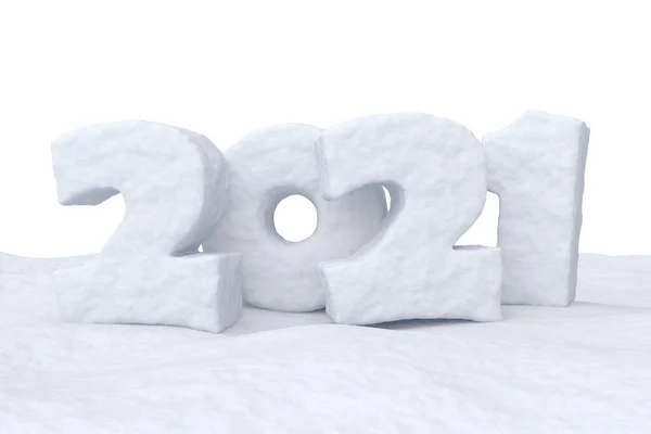 2021 Feliz Año Nuevo Texto Escrito Con Números Nieve Superficie —  Fotos de Stock