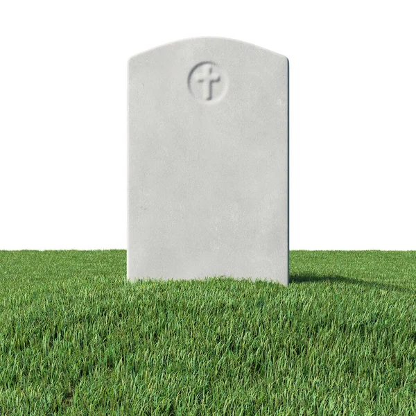 Gray Blank Gravestone Green Grass Field Graveyard Memorial Day Sun — Stock Photo, Image