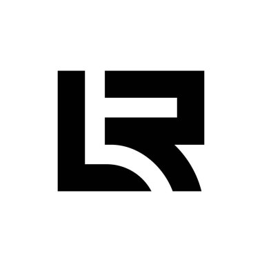 Soyut ilk harf LR RL logosu, minimal logo tasarım şablonu, siyah ve beyaz kol ile vektör alfabesi sembolü