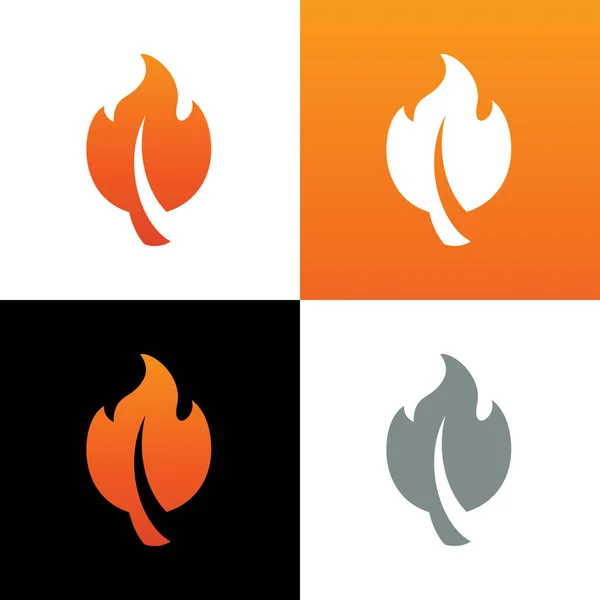 Brandblatt Logo Vorlage Blatt Und Flamme Icon Design Vektorillustration — Stockvektor